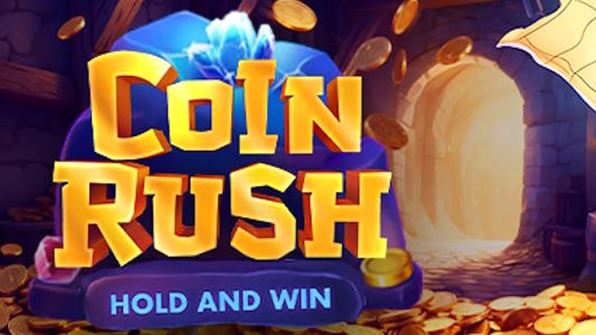 Coin Rush slot game interface na may 3x3 grid at makulay na mga barya